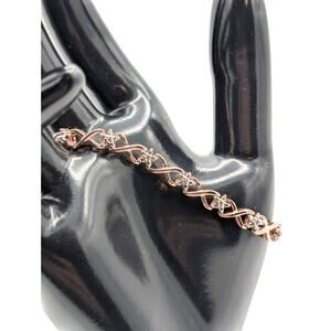 Rose Gold Sterling Silver .10ct Round Diamond Star Bracelet